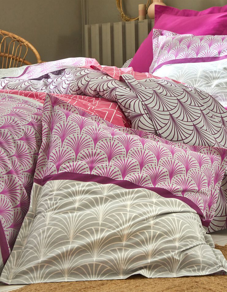 Linge de lit Eddy en coton à motifs graphiques, prune Linge de lit Eddy en coton à motifs graphiques, prune, hi-res image number 3