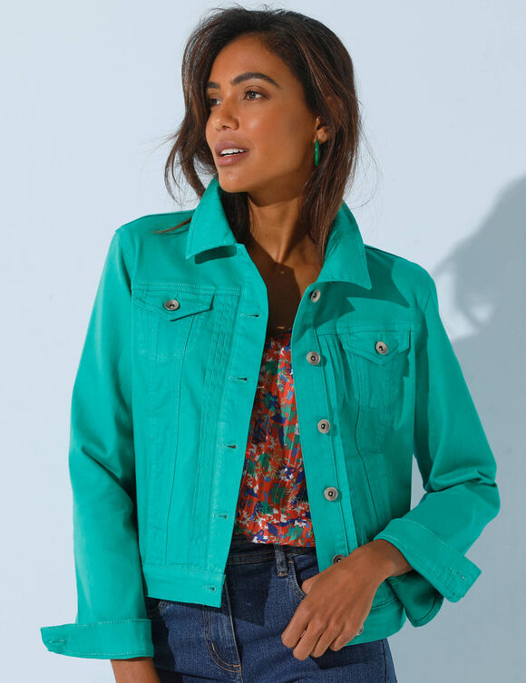 Veste boutonnée plis fantaisie (vert émeraude)