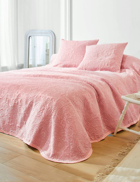 Jet&eacute; de lit uni style boutis M&eacute;lissa (bois de rose)