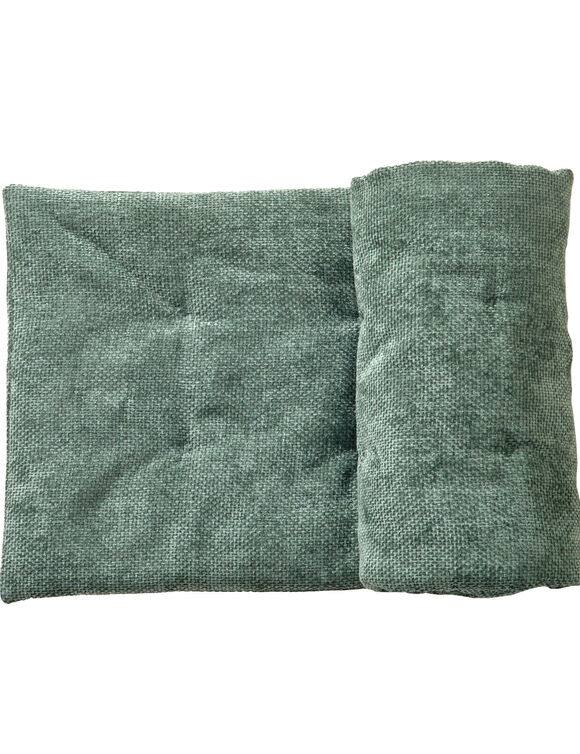 Long coussin de canapé tissage chenille (vert)