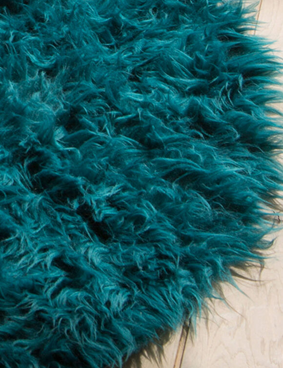 Tapis rond poils longs (émeraude)