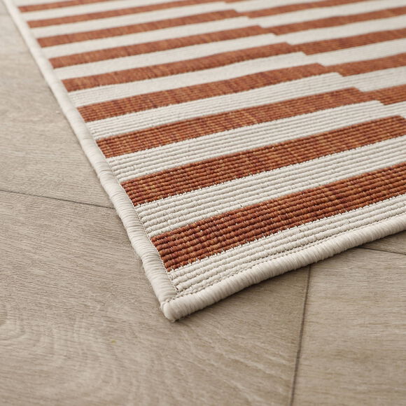 Tapis rectangulaire à rayures (terracotta)