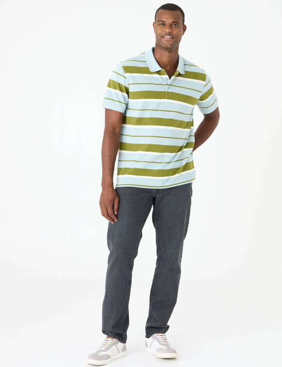 Polo ray&eacute;e maille piqu&eacute;e manches courtes  (vert / c&eacute;ladon)