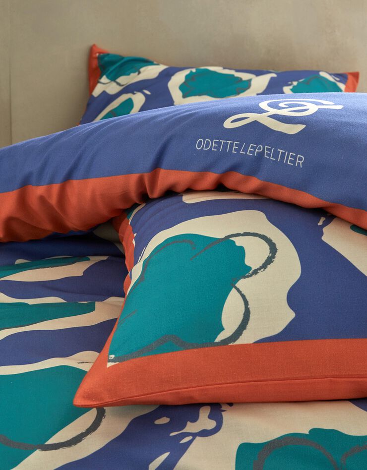 Bedrukt bedlinnen, collectie Odette Lepeltier (blauw / groen)