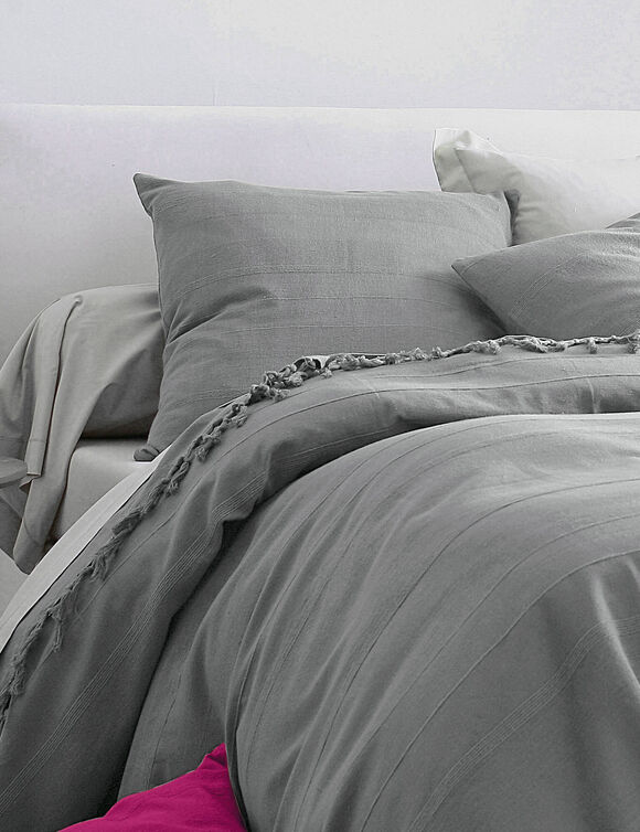 Housse coussin unie coton tissage artisanal - lot de 2 (gris perle)