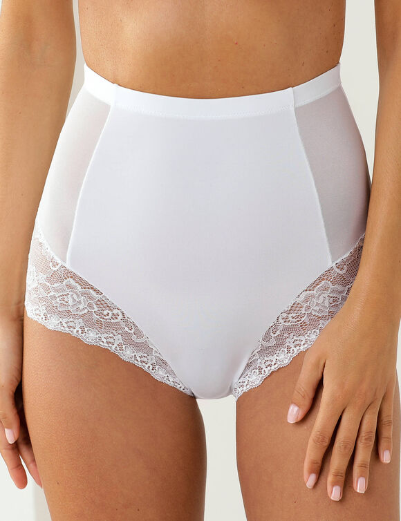 Super maxi-slipje van microvezel en kant - Set van 2 (wit)