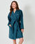 Korte, effen badjas voor dames en heren met kimono-kraag, te personaliseren &ndash; lusjesbadstof 380 g/m&sup2; (pauwblauw)