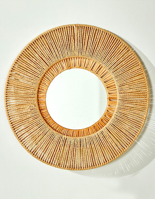 Miroir rond en rotin (rotin)