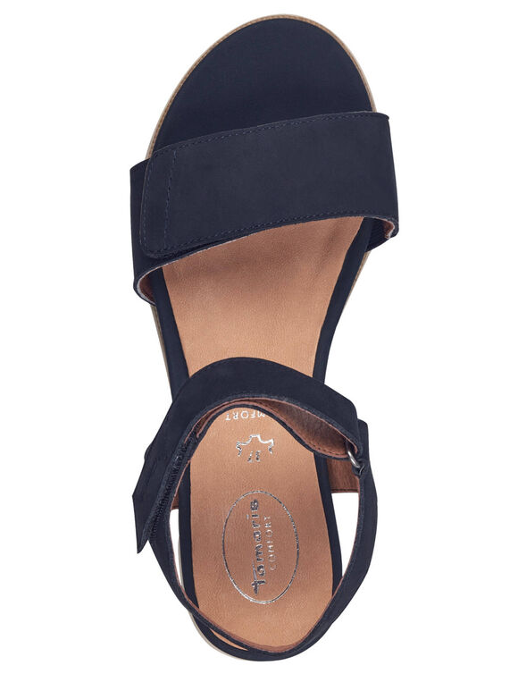 Sandales compens&eacute;es brides scratch&eacute;es (marine)