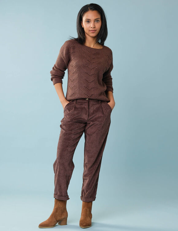 Pull sp&eacute;cial petites, maille perl&eacute;e (chocolat)