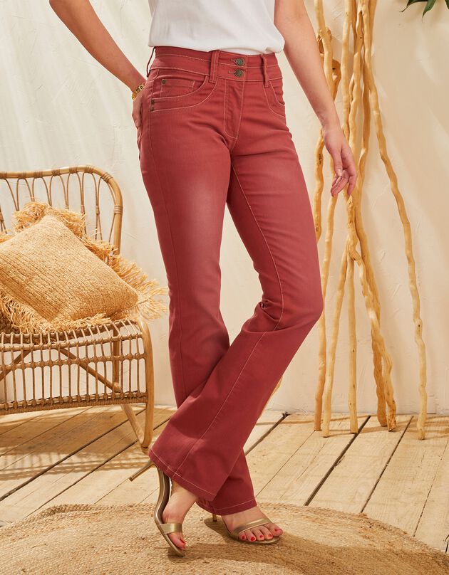 Gekleurde stretchjeans in bootcut model (paprika)