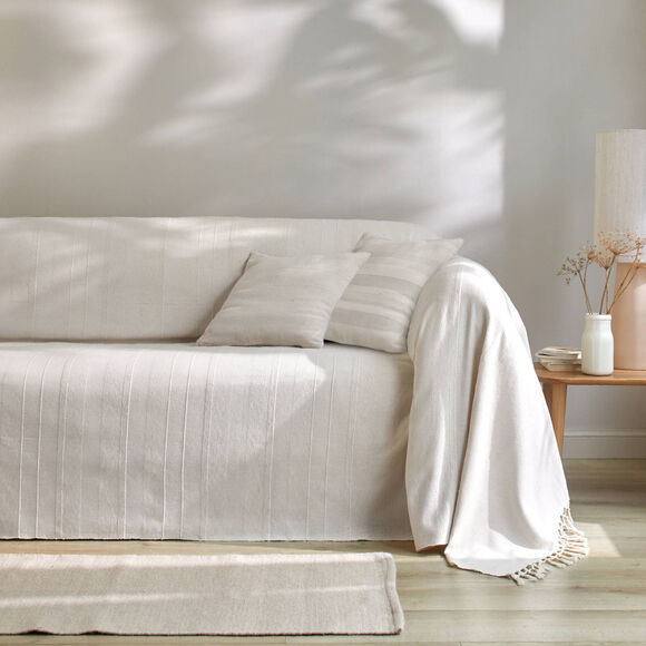 Housse coussin unie coton tissage artisanal - lot de 2 (&eacute;cru)