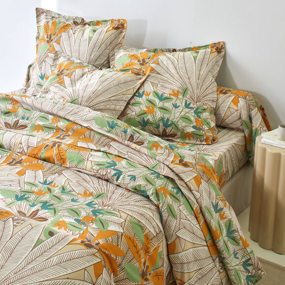 Linge de lit Mada imprim&eacute; grandes fleurs - coton 57 fils/cm&sup2; (vert)