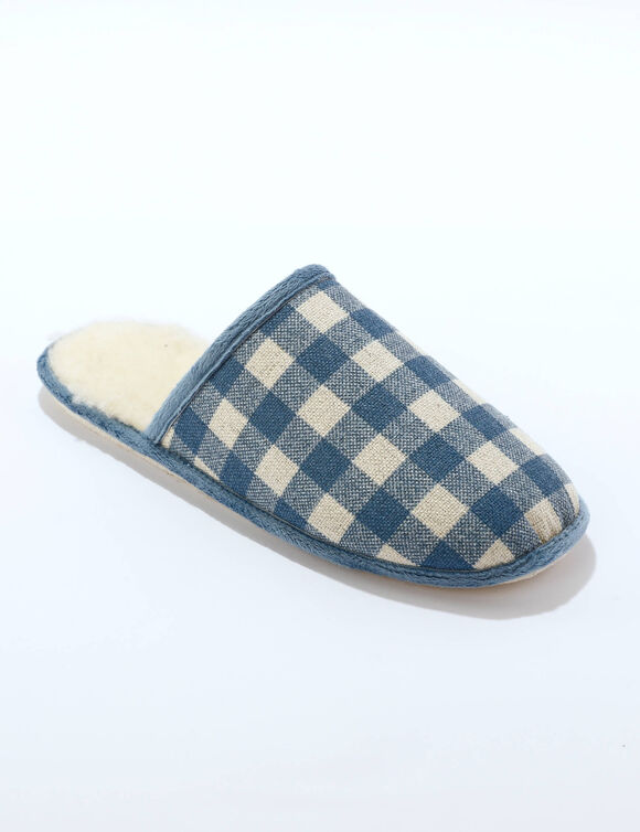 Pantoufles mules à carreaux (jeansblauw)