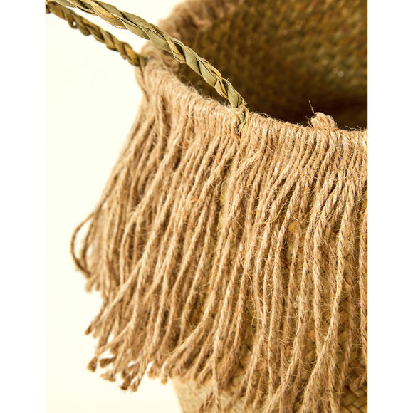 Panier de rangement tress&eacute; en herbier marin (naturel)