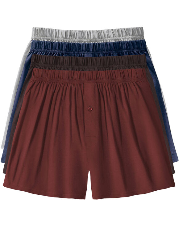 Ruime, open en effen boxershort - set van 4 (roestbruin + bruin + marine)