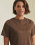 Robe unie manches courtes, su&eacute;dine (chocolat)