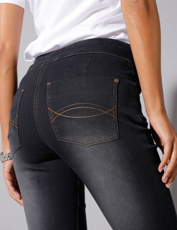 Jean bootcut ultra stretch, maille effet jean, grande stature (black)