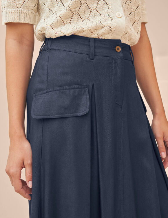 Jupe longue &eacute;vas&eacute;e (marine)