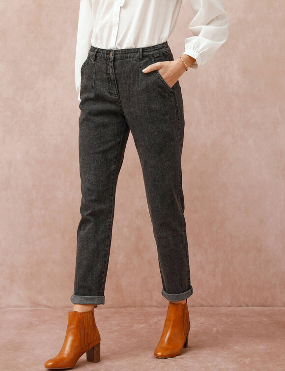 Jean coupe mom taille haute, stretch (black used)