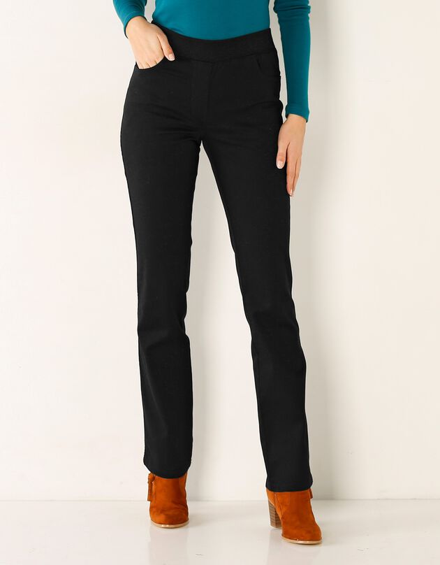 Rechte broek met elastische taille (zwart)
