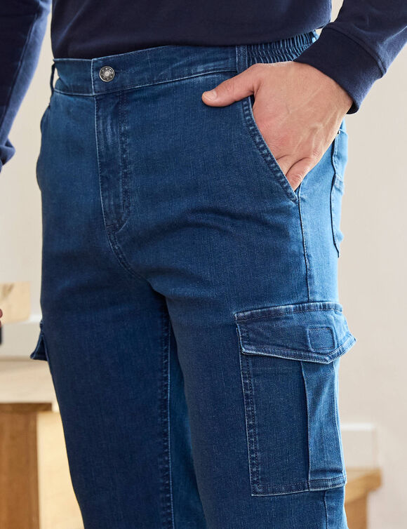 Jean cargo ceinture élastiquée côtés - entrej. 82 cm (stone)