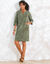 Robe forme housse unie, mélange coton-lin  (bronze)