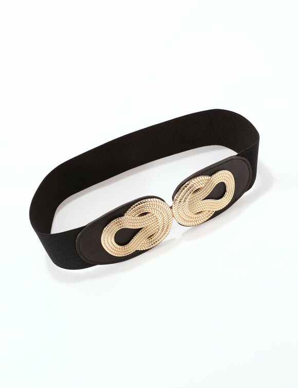 Elastische riem met dubbele gesp (zwart)