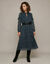 Lange jurk met V-hals, voile met bloemenprint (paars)