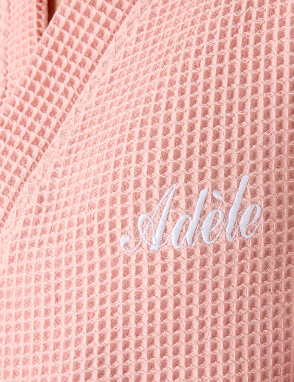 Peignoir de bain mixte col kimono &agrave; personnaliser - coton nid d'abeille 240 g/m&sup2; (rose poudr&eacute;)