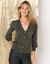 Vest met knopen in fantasietricot (olijfgroen)