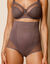 Tailleslip in tricot en corrigerende tule (koffie)