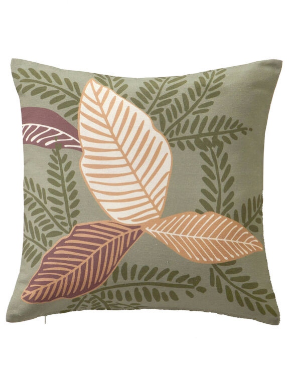 Housse de coussin carrée imprimé feuilles - lot de 2 (vert)