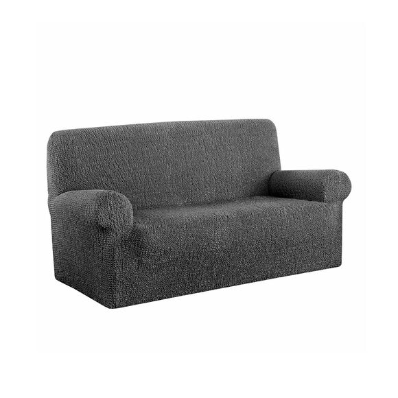 Housse bi-extensible microfibre gaufrée pour fauteuil et canapé (gris)