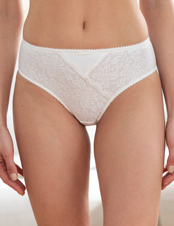 Midislip met hoge taille in rekbare kant en tule Guspini - set van 2 (ivoorkleur)