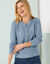 Vest met rits in patenttricot met mohairtouch (chiné blauw)