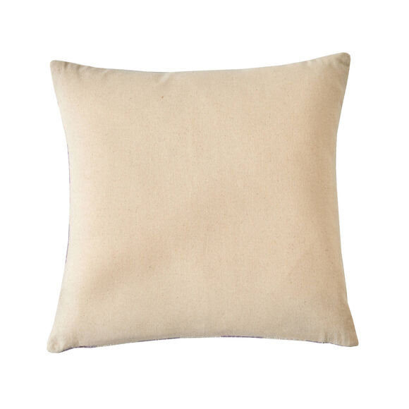 Coussin imprim&eacute; damier textur&eacute; (&eacute;cru / parme)