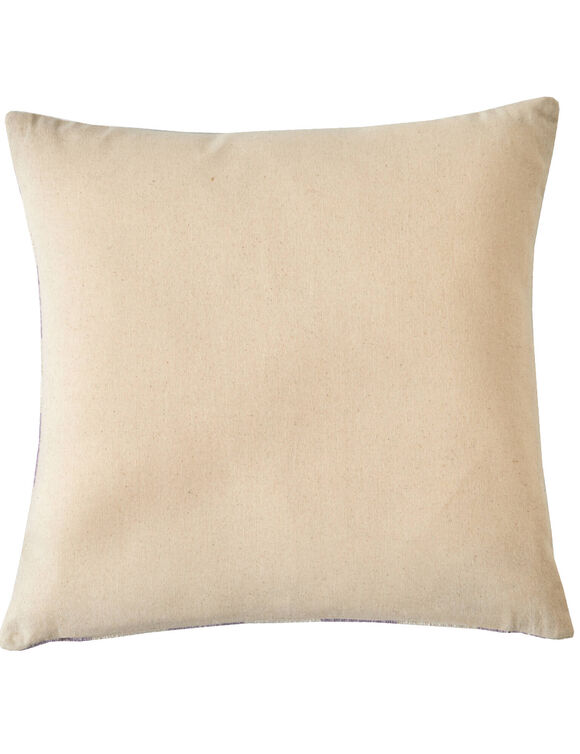 Coussin imprim&eacute; damier textur&eacute; (&eacute;cru / parme)