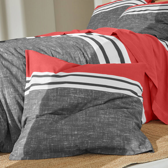 Linge de lit Nathalie coton (gris / terracotta)