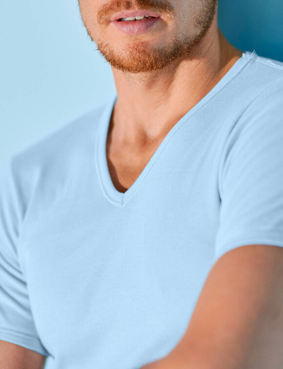 Tee-shirt sous-vêtement homme col V - lot de 2 (ciel)