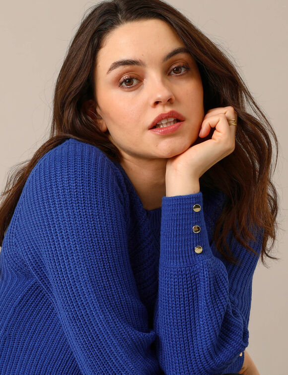 Tuniek-trui met fantasiebreipatroon (blauw)