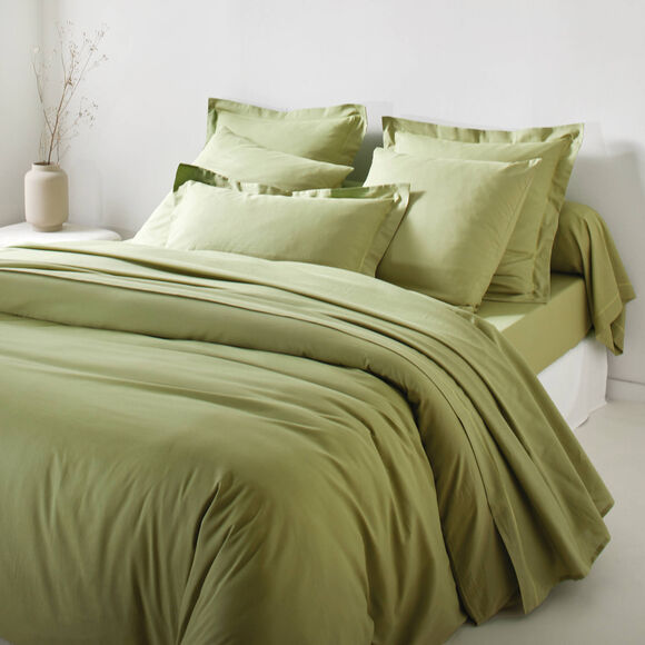 Linge de lit uni - coton 57 fils/cm&sup2; (vert olive)
