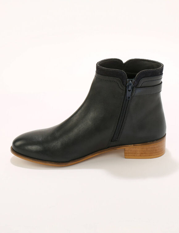 Platte boots in leer (marine)