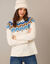 Pull col rond jacquard, toucher doux (écru / bleu)