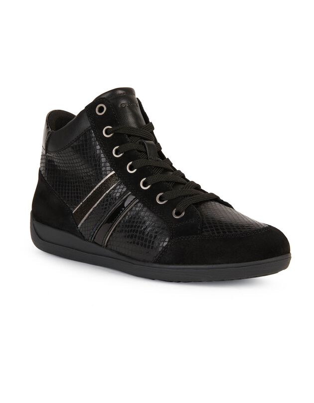 Baskets montantes noir dessus cuir (noir)