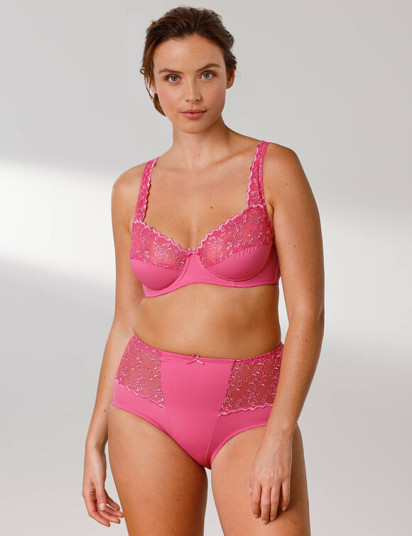 Soutien-gorge forme emboîtante tulle brodé stretch et microfibre Batlow-  avec armatures (rose)