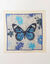 Foulard imprimé papillon voile de coton (écru / bleu)