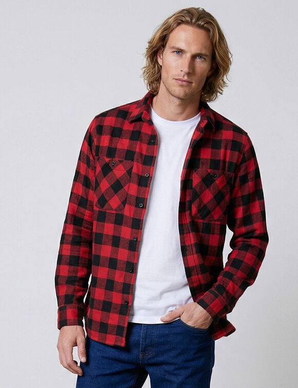 Chemise carreaux flanelle - lot de 3 (marron + blanc + rouge)