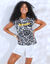 T-shirt met korte mouwen, 'Amour' en bloemenprint  (zwart / wit)