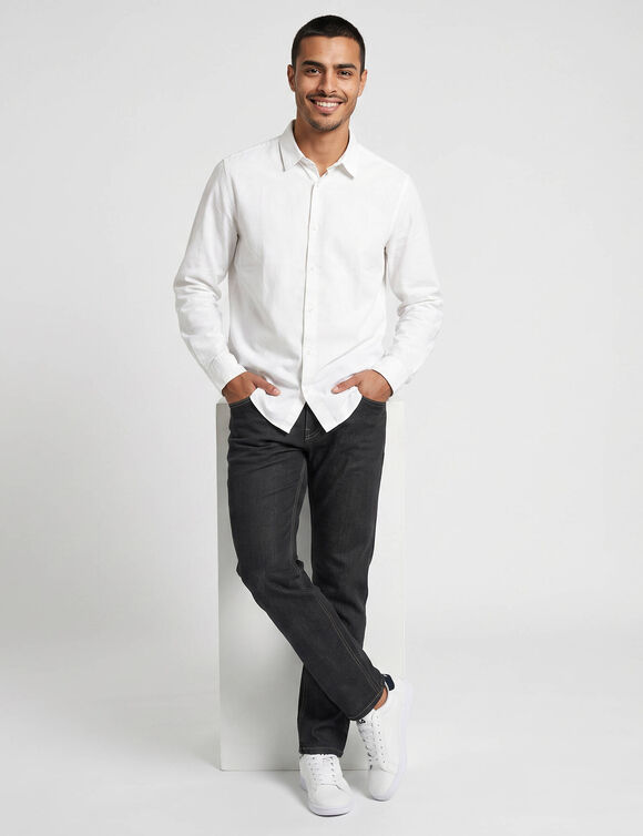 Overhemd van 100% katoen twill, onderhoudsvriendelijk (wit)